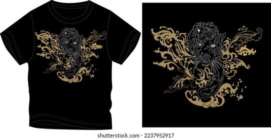 black tiger with bail
t shirt graphic design vector illustration digital file
