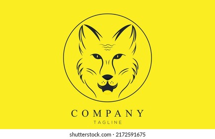 Black Tiger Bobcat Logo, Icon Head Symbol, Lion Silhouette Vector Illustration Template