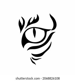 Black Tiger Eye Logo Symbol on White Background. Stencil Design Tattoo Vector Illustration.