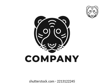 Black Tiger Head Logo Vector Icon Illustration, perfect round circle shape, looks simple and modern, suitable for corporate branding