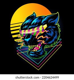 Black tiger head with retro style