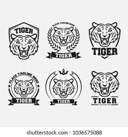 Black tiger icon collection set