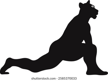 black tiger man silhouettes vector black and white illustration