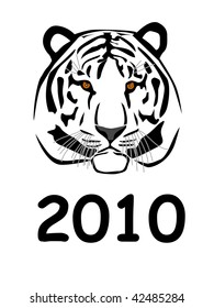 black tiger on white postcard background
