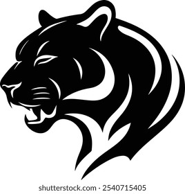 Black tiger silhouette vector design logotype vector, tiger head vector