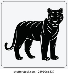 Black Tiger Silhouette Vector Icon