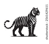 Black tiger silhouettes vector illustration
