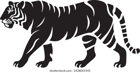 Ilustración vectorial de siluetas de tigre negro