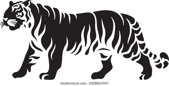 Black tiger silhouettes vector illustration