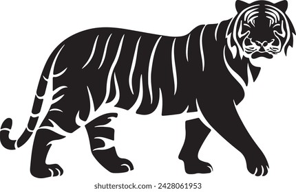 Black tiger silhouettes vector illustration