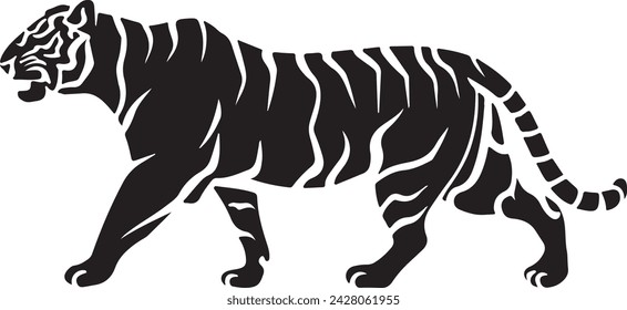 Black tiger silhouettes vector illustration