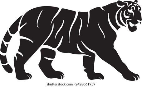 Black tiger silhouettes vector illustration