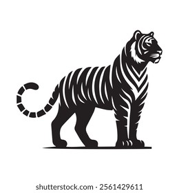 Black tiger silhouettes vector illustration
