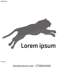 schwarze Tiger Silhouetten Vektorgrafik schwarz-weiß 