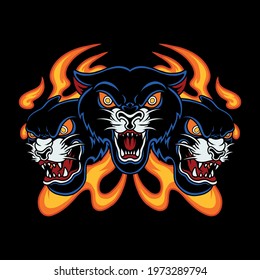 Black tiger tattoo vector illustration