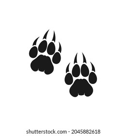 black tiger trace silhouette. Vector flat illustration. Wild beast paw footprint, footstep isolated on white. New year symbol.