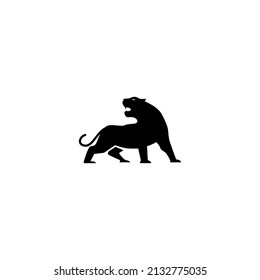 black tiger vector illustration for icons, symbols and logos. panther flat logo