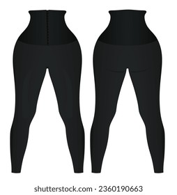 Black tight pants leggings. vector illustration