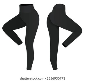 Black  tight pants leggings. vector illustration