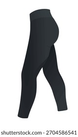 Leggings de pantalones ajustados negros. Ilustración vectorial	