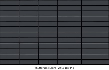 Black tile wall background. Black subway tile seamless pattern. Wall brick texture. Vector geometric background design.