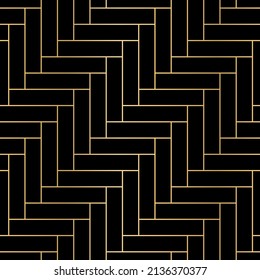 Black tiles seamless herringbone pattern. Fishbone parquet. Ceramic or stone material, zig zag bricks or wooden flour in home, street or outdoor. Kitchen interior for catalog flat vector illustration.