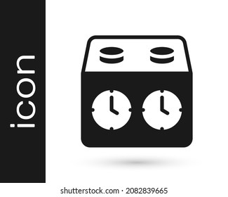 Black Time chess clock icon isolated on white background. Sport equipment.  Vector