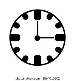 Black time clock icon isolated on white background