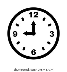 Black time clock icon isolated on white background vector eps
