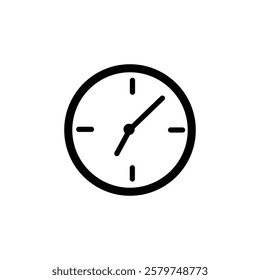 Black time clock icon isolated on white background