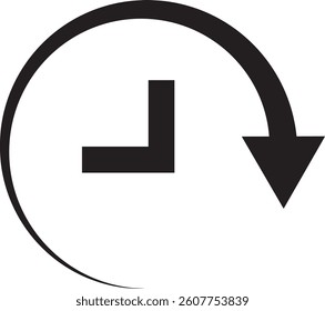 Black time clock icon isolated on white background