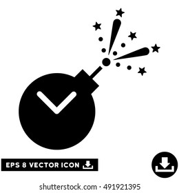 Black Time Fireworks Charge EPS vector icon. Illustration style is flat iconic symbol on a white background.