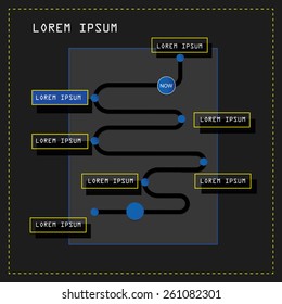 black time line on the dark background