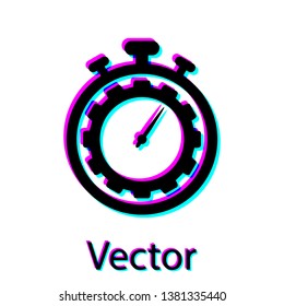 Black Time Management icon isolated on white background. Clock and gear sign. Productivity symbol. Vector Illustration