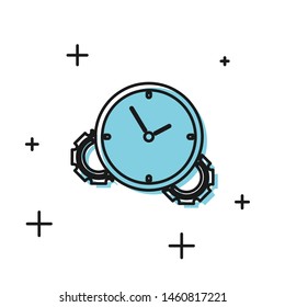Black Time Management icon isolated on white background. Clock and gear sign. Productivity symbol.  Vector Illustration