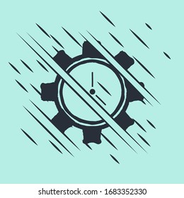 Black Time Management icon isolated on green background. Clock and gear sign. Productivity symbol. Glitch style. Vector Illustration