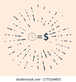 Black Time is money icon isolated on beige background. Money is time. Effective time management. Convert time to money. Abstract circle random dots. Vector Illustration