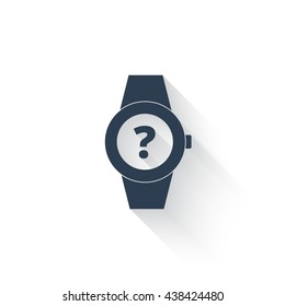 Black Time Question icon with long shadow