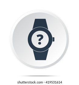 Black Time Question icon on white web button
