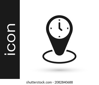 Black Time zone clocks icon isolated on white background.  Vector