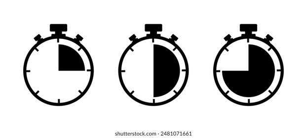 Black Timers Icons vector design, Stop watch, Alarm Infographic, Office and Business Syumbol (Editable)