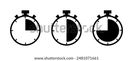 Black Timers Icons vector design, Stop watch, Alarm Infographic, Office and Business Syumbol (Editable)
