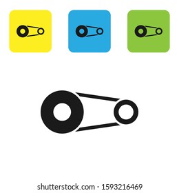 Black Timing belt kit icon isolated on white background. Set icons colorful square buttons. Vector Illustration