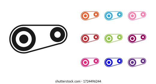 Black Timing belt kit icon isolated on white background. Set icons colorful. Vector Illustration