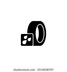 Black tire icon with water droplets, symbolizing wet conditions.