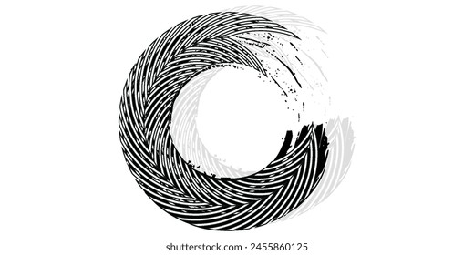 Black tire sign pattern isolated on white background with clipping path, burnt and broken tire texture for graphic design. vector ilustration.