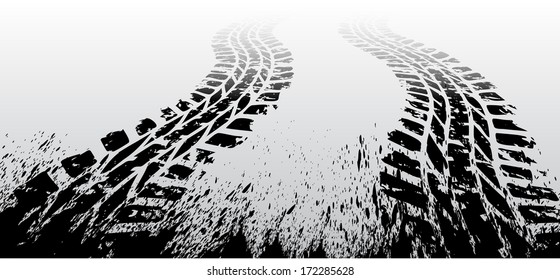 Black tire track on gray background. eps10