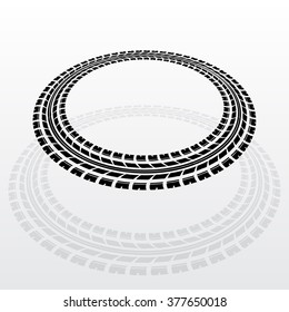 Black tire track silhouette in circle form. eps10
