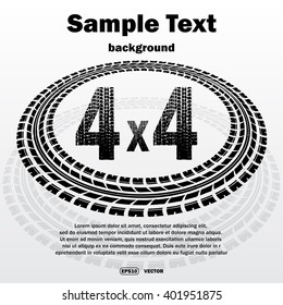 Black tire track silhouette in circle form with sample text. eps10