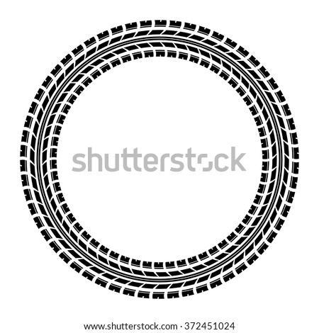Black tire track silhouette in circle. eps10
